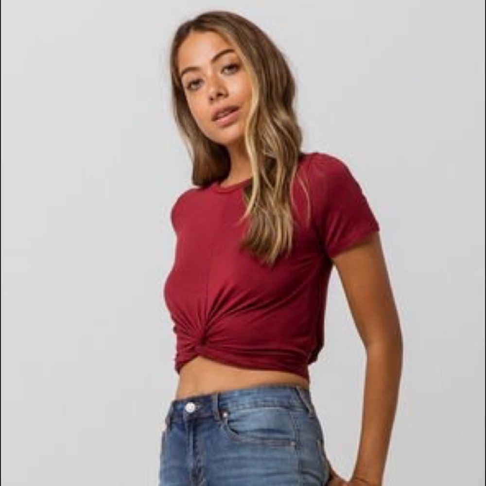 Twist Front Crop T-shirt by WE TO ME Essentials